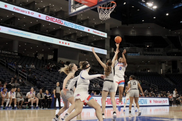 Taylor Johnson-Matthews aims for a basket during the second half of DePaul’s game against Providence on Sunday, Jan. 12, 2025, at Wintrust Arena. Johnson-Matthews averages 17.7 points per game against Big East opponents.